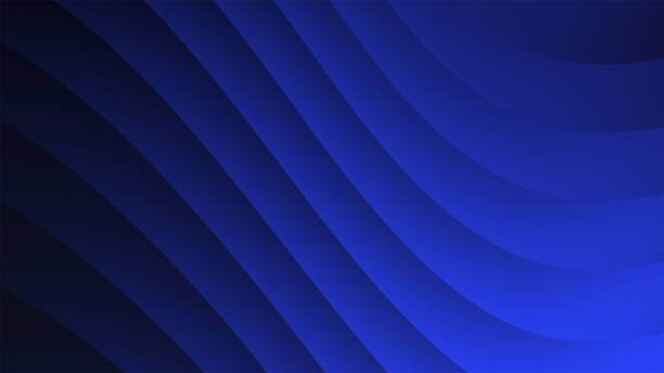 Abstract black-blue gradient lines: Thick flowing plastic stripes in a digitally animated 2D graphic gradient. ideal for modern, simple screensavers with a clean digital concept